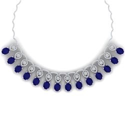 54.05 ctw Sapphire & VS Diamond Necklace 18K White Gold - REF-1054W5H - SKU:39066
