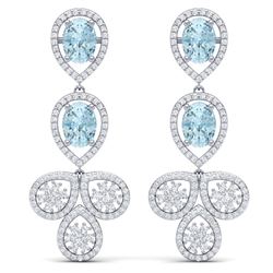9.55 ctw Sky Topaz & VS Diamond Earrings 18K White Gold - REF-272V7Y - SKU:39090