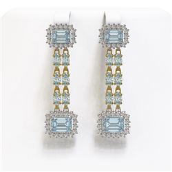 11.04 ctw Sky Topaz & Diamond Earrings 14K Yellow Gold - REF-190H9M - SKU:45226