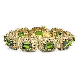 58.5 ctw Tourmaline & Diamond Bracelet 14K Yellow Gold - REF-1623M3F - SKU:43504