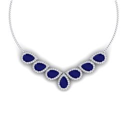 34.72 ctw Sapphire & VS Diamond Necklace 18K White Gold - REF-618A2V - SKU:38832