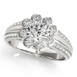 0.85 ctw VS/SI Diamond Halo Ring 18K White Gold - REF-91F4N - SKU:27030