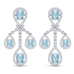 25.94 ctw Sky Topaz & VS Diamond Earrings 18K White Gold - REF-418Y2X - SKU:38580