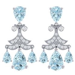 11.35 ctw Sky Topaz & VS Diamond Earrings 18K White Gold - REF-130Y2X - SKU:38724