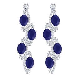 16.12 ctw Sapphire & VS Diamond Earrings 18K White Gold - REF-272V7Y - SKU:38982