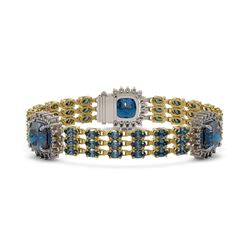 38.62 ctw London Topaz & Diamond Bracelet 14K Yellow Gold - REF-381K8W - SKU:45346