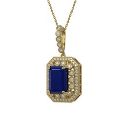 11.99 ctw Sapphire & Diamond Necklace 14K Yellow Gold - REF-239A8V - SKU:43540