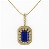 Image 2 : 11.99 ctw Sapphire & Diamond Necklace 14K Yellow Gold - REF-239A8V - SKU:43540