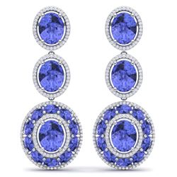 33.72 ctw Tanzanite & VS Diamond Earrings 18K White Gold - REF-581K8W - SKU:39264