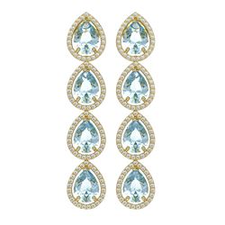 10.4 ctw Sky Topaz & Diamond Halo Earrings 10K Yellow Gold - REF-172H7M - SKU:41314