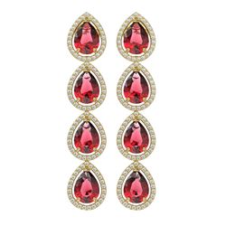10.48 ctw Tourmaline & Diamond Halo Earrings 10K Yellow Gold - REF-281W8H - SKU:41302