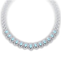 34.96 ctw Sky Topaz & VS Diamond Necklace 18K White Gold - REF-1145W5H - SKU:39444