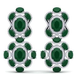 33.5 ctw Emerald & VS Diamond Earrings 18K White Gold - REF-518W2H - SKU:39309