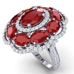 14.4 ctw Ruby & VS Diamond Ring 18K White Gold - REF-250Y2X - SKU:39186