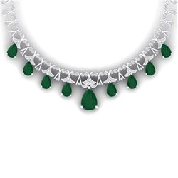 56.94 ctw Emerald & VS Diamond Necklace 18K White Gold - REF-1236R4K - SKU:38700