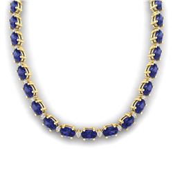 61.85 ctw Tanzanite & VS/SI Diamond Necklace 10K Yellow Gold - REF-792W7H - SKU:29521