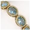Image 3 : 23.44 ctw Aquamarine & Diamond Halo Bracelet 10K Yellow Gold - REF-356M2F - SKU:40723