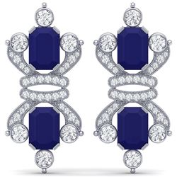 27.36 ctw Sapphire & VS Diamond Earrings 18K White Gold - REF-600Y2X - SKU:38766