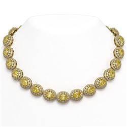 89.35 ctw Canary Citrine & Diamond Necklace 14K Yellow Gold - REF-2597H3M - SKU:43699