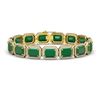 Image 1 : 38.61 ctw Emerald & Diamond Halo Bracelet 10K Yellow Gold - REF-456M5F - SKU:41524