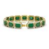 Image 2 : 38.61 ctw Emerald & Diamond Halo Bracelet 10K Yellow Gold - REF-456M5F - SKU:41524