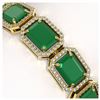 Image 3 : 38.61 ctw Emerald & Diamond Halo Bracelet 10K Yellow Gold - REF-456M5F - SKU:41524