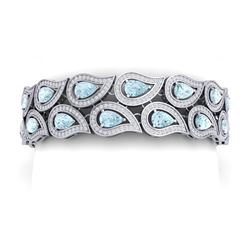 19.62 ctw Sky Topaz & VS Diamond Bracelet 18K White Gold - REF-763Y6X - SKU:39489