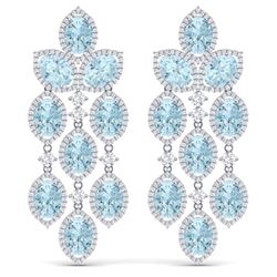 23.76 ctw Sky Topaz & VS Diamond Earrings 18K White Gold - REF-427W3H - SKU:38934
