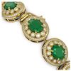 Image 3 : 49.17 ctw Emerald & Diamond Bracelet 14K Yellow Gold - REF-1404H4M - SKU:43711