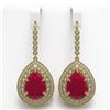 Image 1 : 31.74 ctw Ruby & Diamond Earrings 14K Yellow Gold - REF-646M4F - SKU:43303