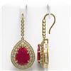 Image 2 : 31.74 ctw Ruby & Diamond Earrings 14K Yellow Gold - REF-646M4F - SKU:43303