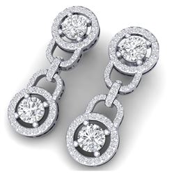 4 ctw SI/I Diamond Halo Earrings 18K White Gold - REF-298R5K - SKU:40103