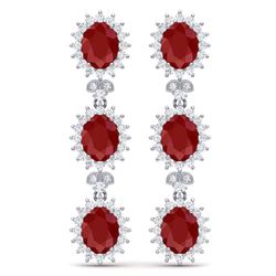 24.52 ctw Ruby & VS Diamond Earrings 18K White Gold - REF-436H4M - SKU:38640
