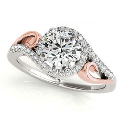 0.75 ctw VS/SI Diamond Solitaire Halo Ring 18K White & Rose Gold - REF-91V3Y - SKU:26850