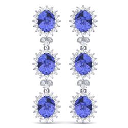 25.36 ctw Tanzanite & VS Diamond Earrings 18K White Gold - REF-509V3Y - SKU:38646