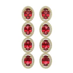 11.8 ctw Tourmaline & Diamond Halo Earrings 10K Yellow Gold - REF-269X3R - SKU:40765