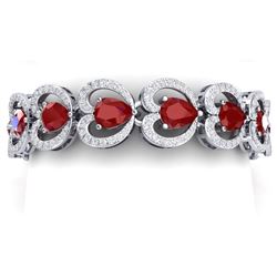 32.15 ctw Ruby & VS Diamond Bracelet 18K White Gold - REF-690X9R - SKU:38688