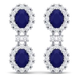 8.98 ctw Sapphire & VS Diamond Earrings 18K White Gold - REF-218Y2X - SKU:38814