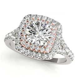 1.45 ctw VS/SI Diamond Solitaire Halo Ring 18K White & Rose Gold - REF-169H5M - SKU:26238