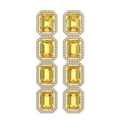 18.64 ctw Fancy Citrine & Diamond Halo Earrings 10K Yellow Gold - REF-184M2F - SKU:41614