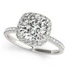 Image 1 : 1.08 ctw VS/SI Cushion Diamond Halo Ring 18K White Gold - REF-150X2R - SKU:27207