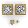 Image 2 : 2.0 ctw VS/SI Princess Diamond Stud Earrings 14K Yellow Gold - REF-512X7R - SKU:29785