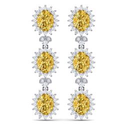 19.06 ctw Canary Citrine & VS Diamond Earrings 18K White Gold - REF-336F4N - SKU:38652