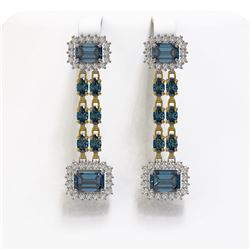 11.24 ctw London Topaz & Diamond Earrings 14K Yellow Gold - REF-196N4A - SKU:45232