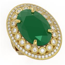 18.3 ctw Emerald & Diamond Ring 14K Yellow Gold - REF-353A6V - SKU:43876