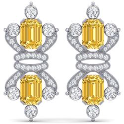 25.35 ctw Canary Citrine & VS Diamond Earrings 18K White Gold - REF-490F9N - SKU:38772