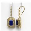 Image 2 : 14.16 ctw Sapphire & Diamond Earrings 14K Yellow Gold - REF-295R3K - SKU:43396
