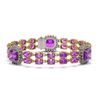 Image 1 : 37.81 ctw Amethyst & Diamond Bracelet 14K Yellow Gold - REF-277W3H - SKU:44893