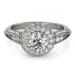 1 ctw VS/SI Diamond Halo Ring 18K White Gold - REF-117A3V - SKU:26982