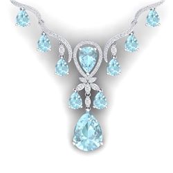 38.14 ctw Sky Topaz & VS Diamond Necklace 18K White Gold - REF-618F2N - SKU:38598